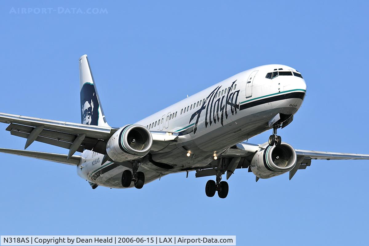N318AS, 2003 Boeing 737-990 C/N 30018, Alaska Airlines N318AS (FLT ASA291) from Licenciado Gustavo Diaz Ordaz Int'l (MMPR) on final approach to RWY 24R.
