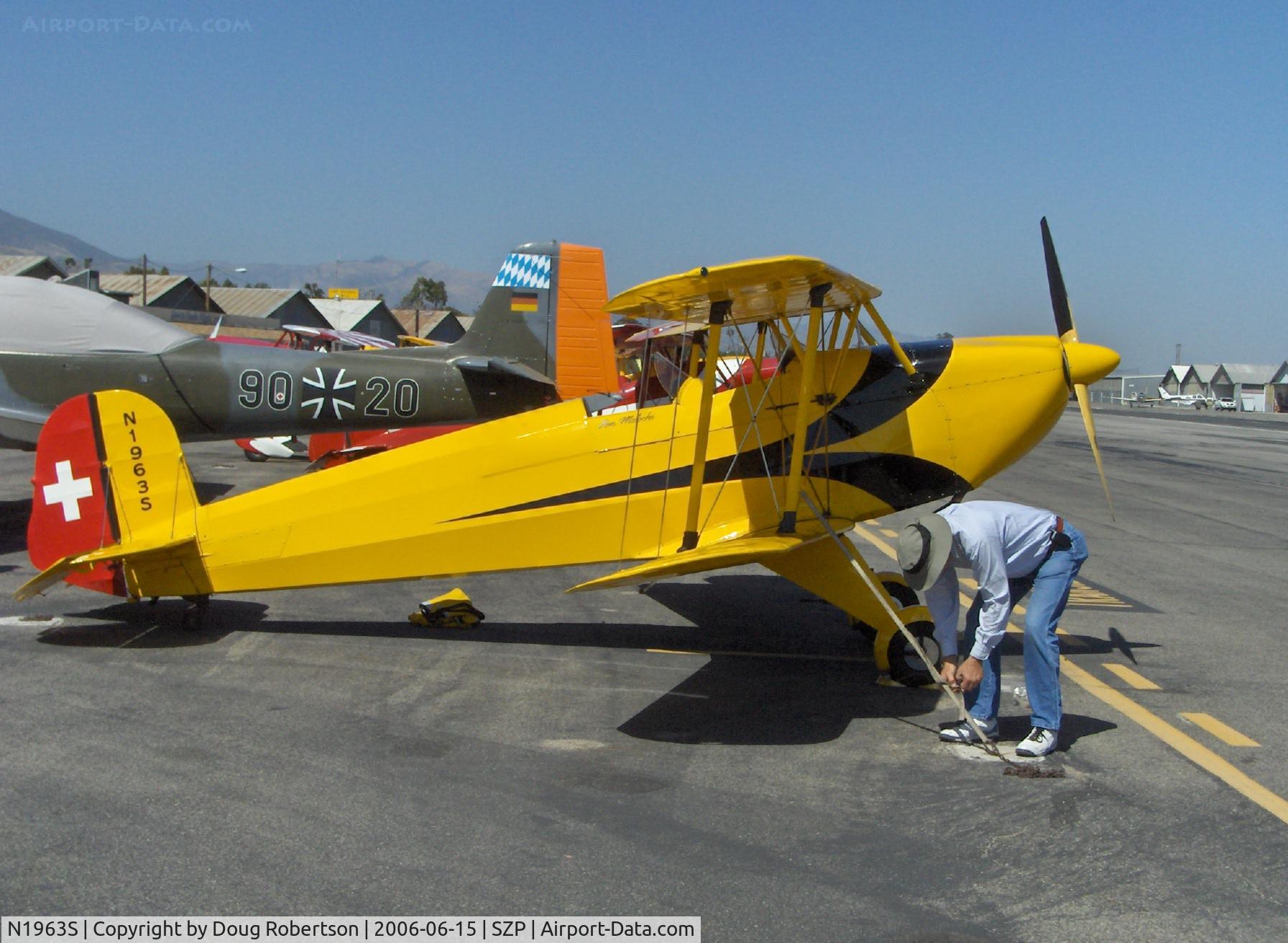 N1963S, 1963 CASA 1-131E Jungmann C/N Not found E3B-616/N1963S, 1963 Bucker Jungmann 131, Lycoming O&VO-360 180 Hp upgrade, tiedown