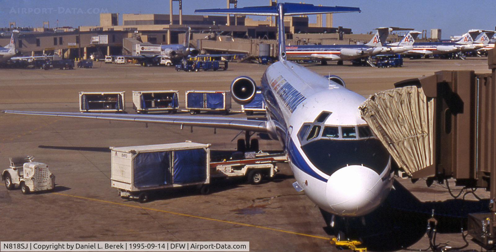 N818SJ, Lancair Evolution C/N EVO-011, This Sun Jet International MD-82 is awaiting her flight from DFW to LGB.