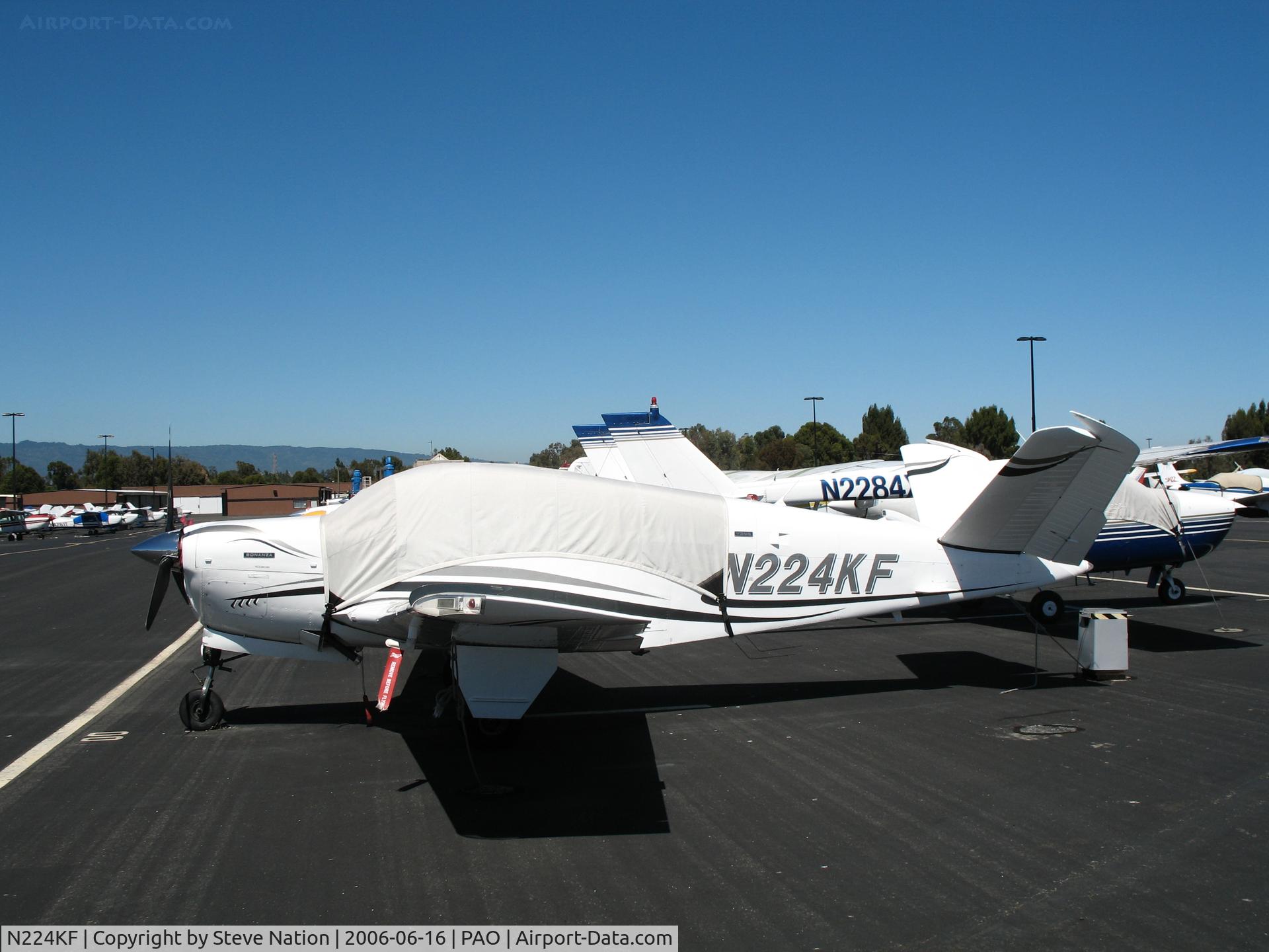N224KF, 1974 Beech V35B Bonanza C/N D-9686, 1974 Beech V35B with cockpit cover @ Palo Alto Airport, CA