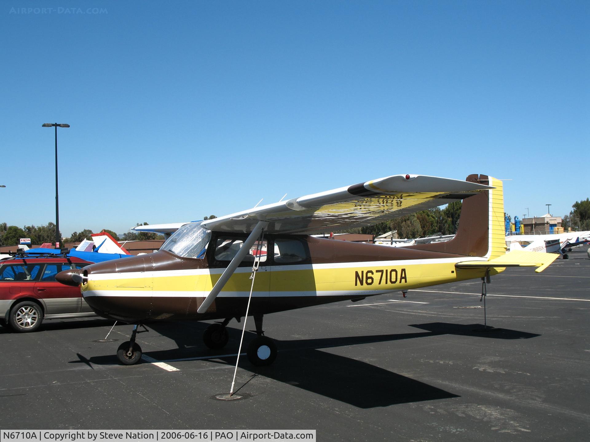 N6710A, 1956 Cessna 172 C/N 28810, Beautiful brown & yellow colors on straight-tail 1956 Cessna 172 @ Palo Alto Airport, CA