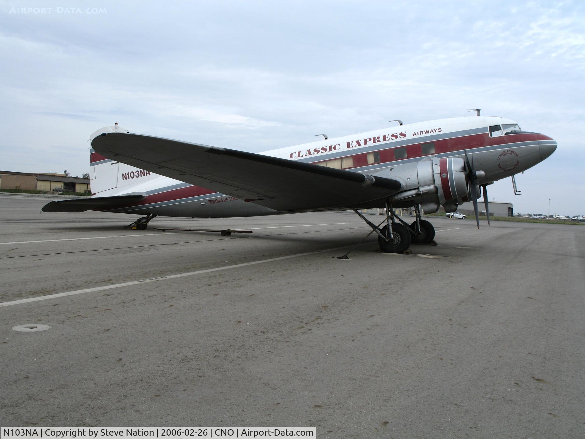 N103NA, 1945 Douglas DC-3C-S1C3G (C-47B) C/N 16821, Newport Signal Air's Douglas C-47B with Classic Express Airways titles @ Chino Municipal Airport, CA