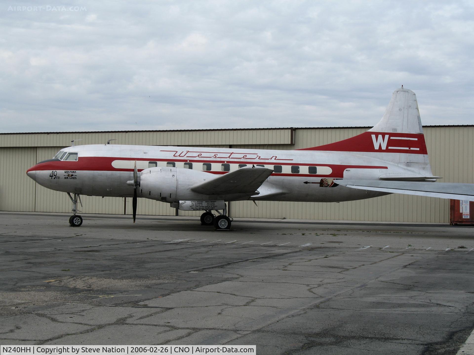 N240HH, 1948 Convair CV-240-1 C/N 47, Air Museum's 1948 Convair 240 in Western Air Lines markings @ Chino Municipal Airport, CA