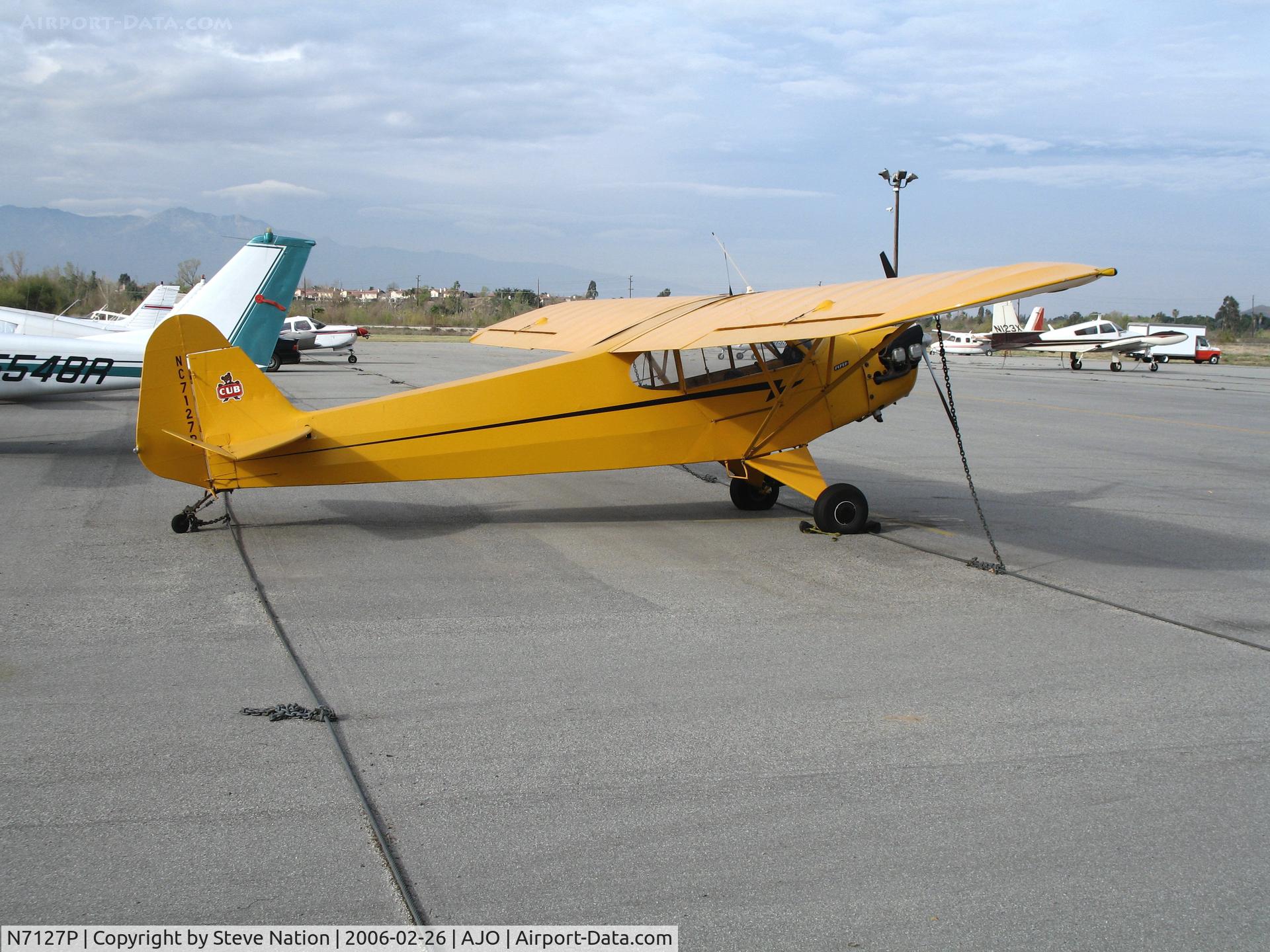N7127P, Piper J3C-65 Cub C/N 3910, Piper J3C-65 Cub as NC7127P @ Corona Municipal Airport, CA