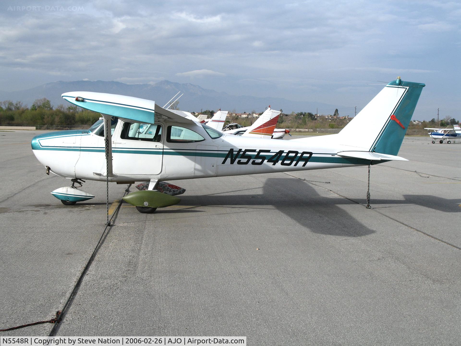 N5548R, 1965 Cessna 172F C/N 17253134, 1965 Cessna 172F with STOL wingtips and green wheel pants @ Corona Municipal Airport, CA