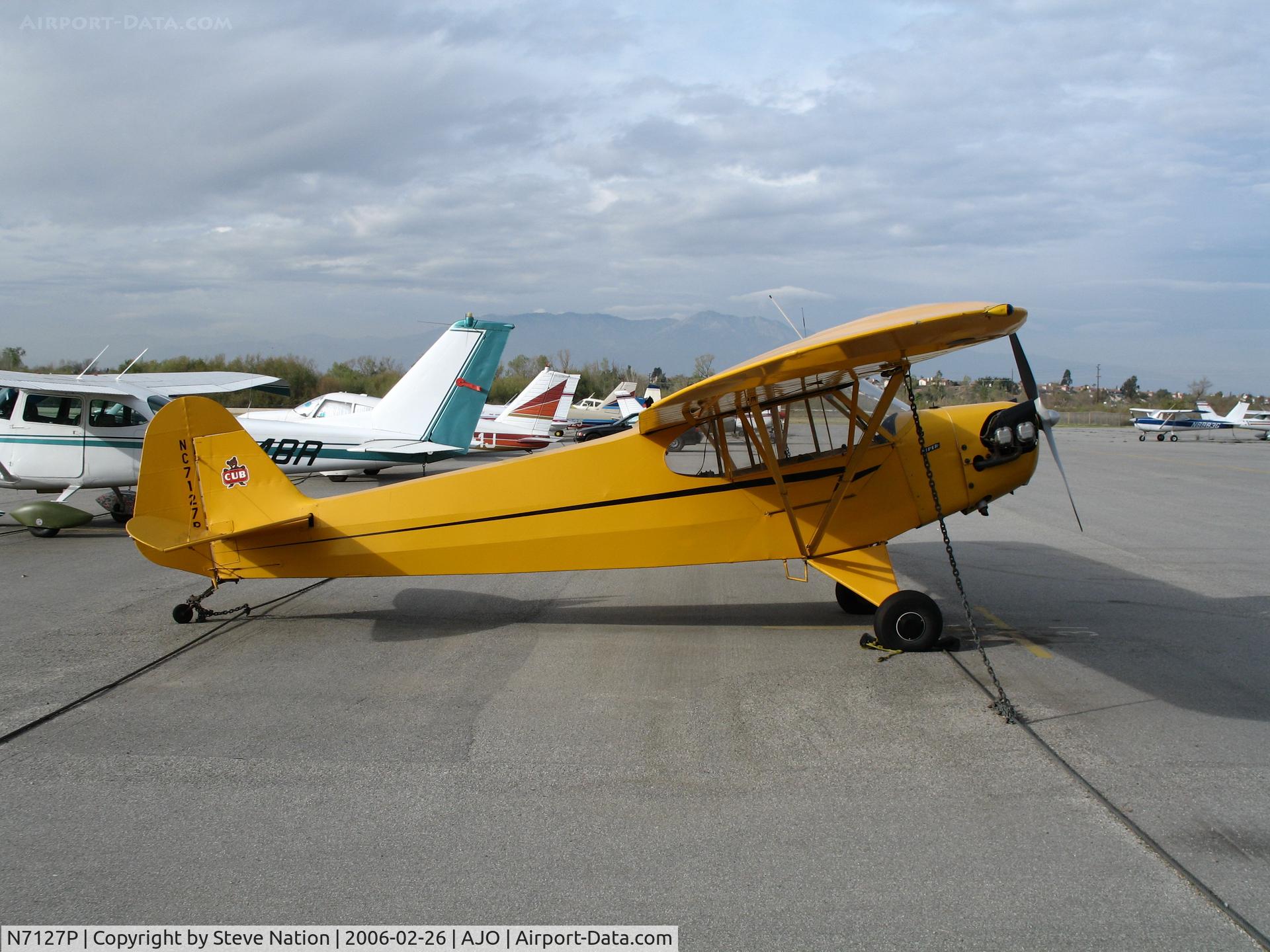 N7127P, Piper J3C-65 Cub C/N 3910, Piper J3C-65 Cub as NC7127P @ Corona Municipal Airport, CA