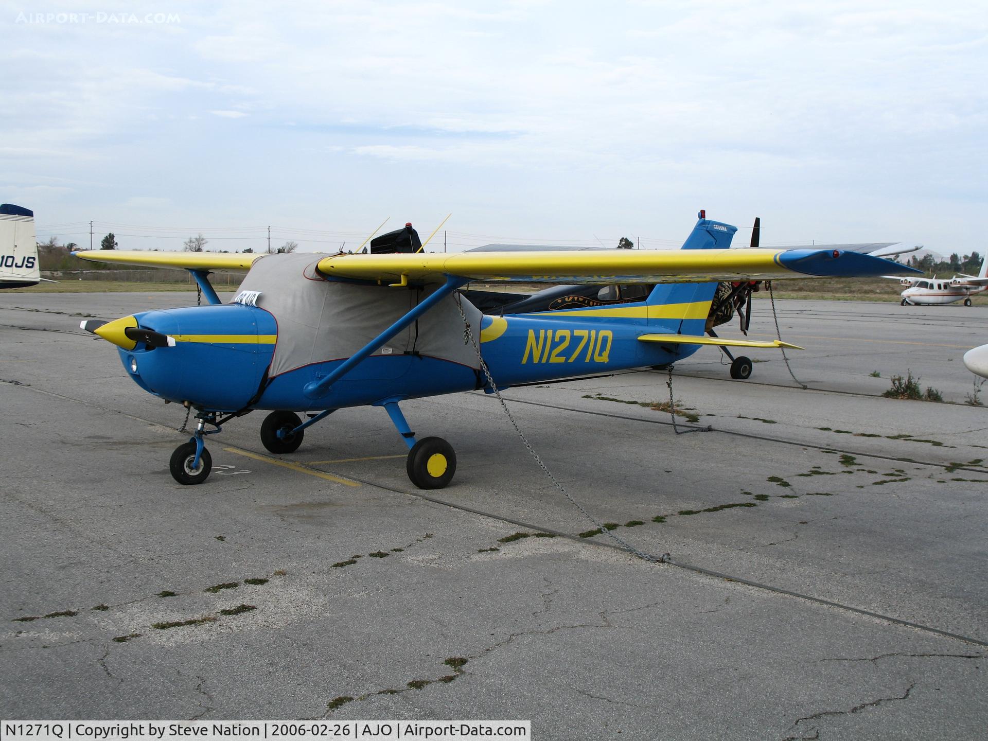 N1271Q, 1971 Cessna 150L C/N 15072571, Must be a Cal grad who owns this beautiful blue & gold 1971 Cessna 150L @ Corona Municipal Airport, CA