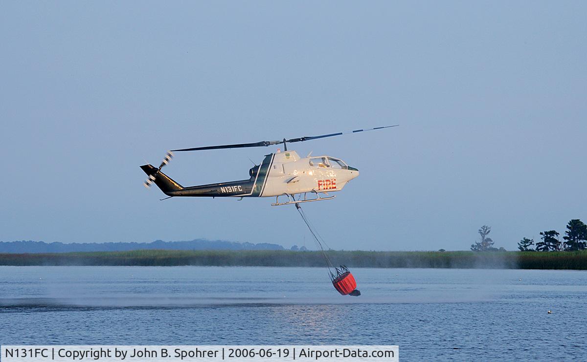 N131FC, Bell AH-1F Cobra C/N 76-22570, AH-1F Cobra water pickup for firefighting run near Eastpoint, FL