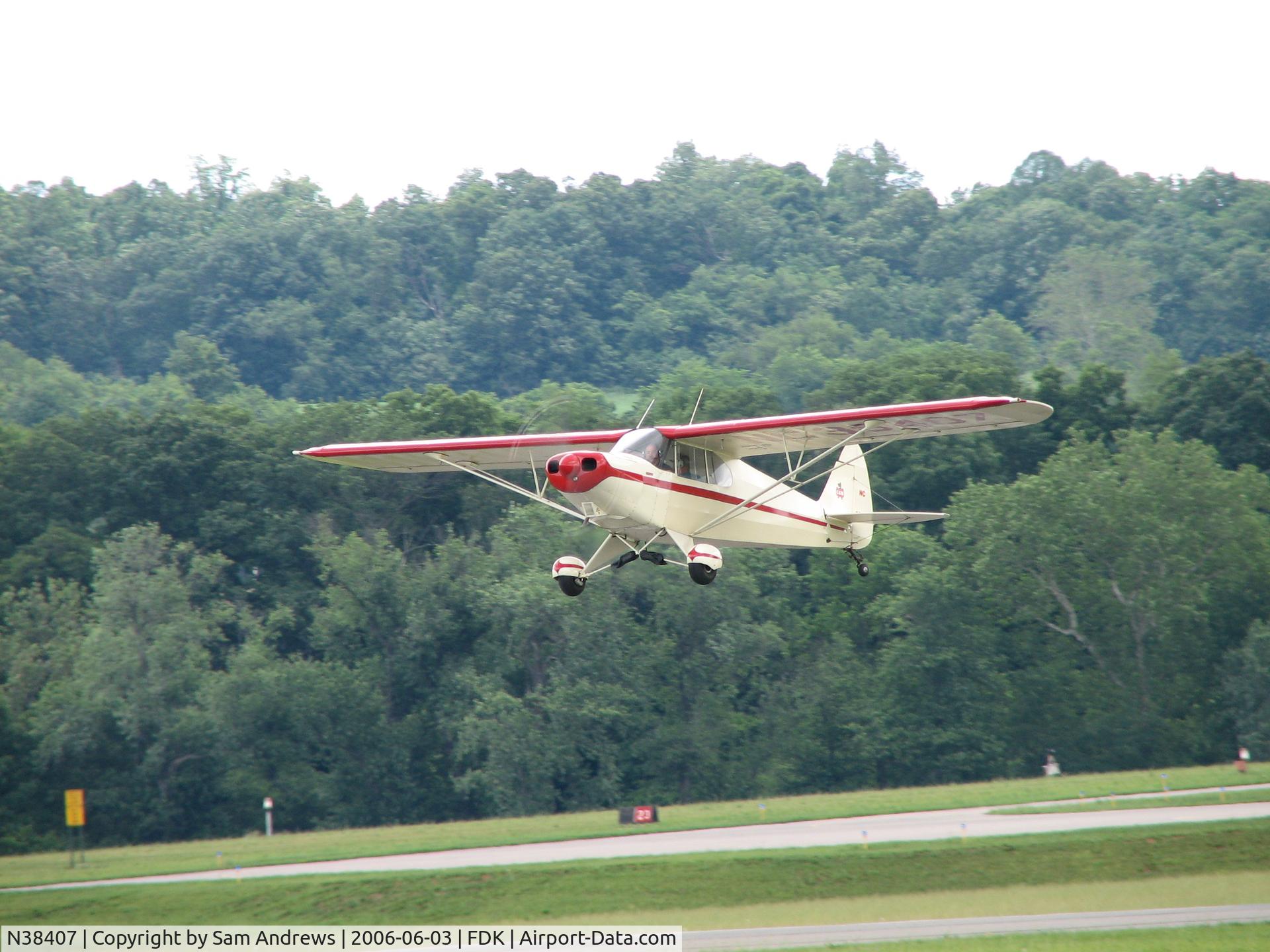 N38407, 1941 Piper J5A Cub Cruiser C/N 5-958, Just after takeoff
