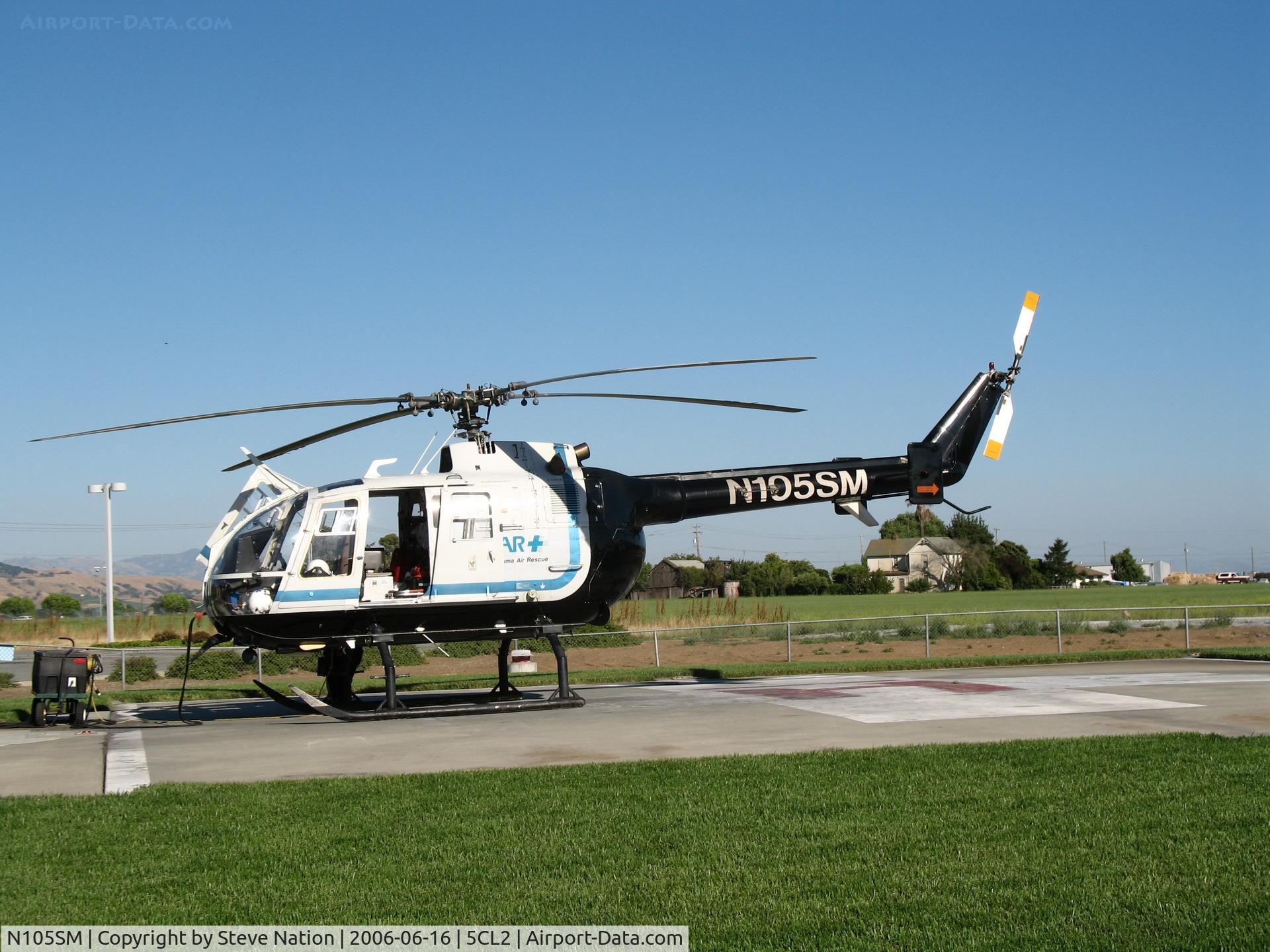 N105SM, 1981 MBB Bo-105S C/N S-549, CALSTARS 1981 MBB BO-105S rescue chopper @ Saint Louise/South Valley Hospital Heliport, Gilroy, CA