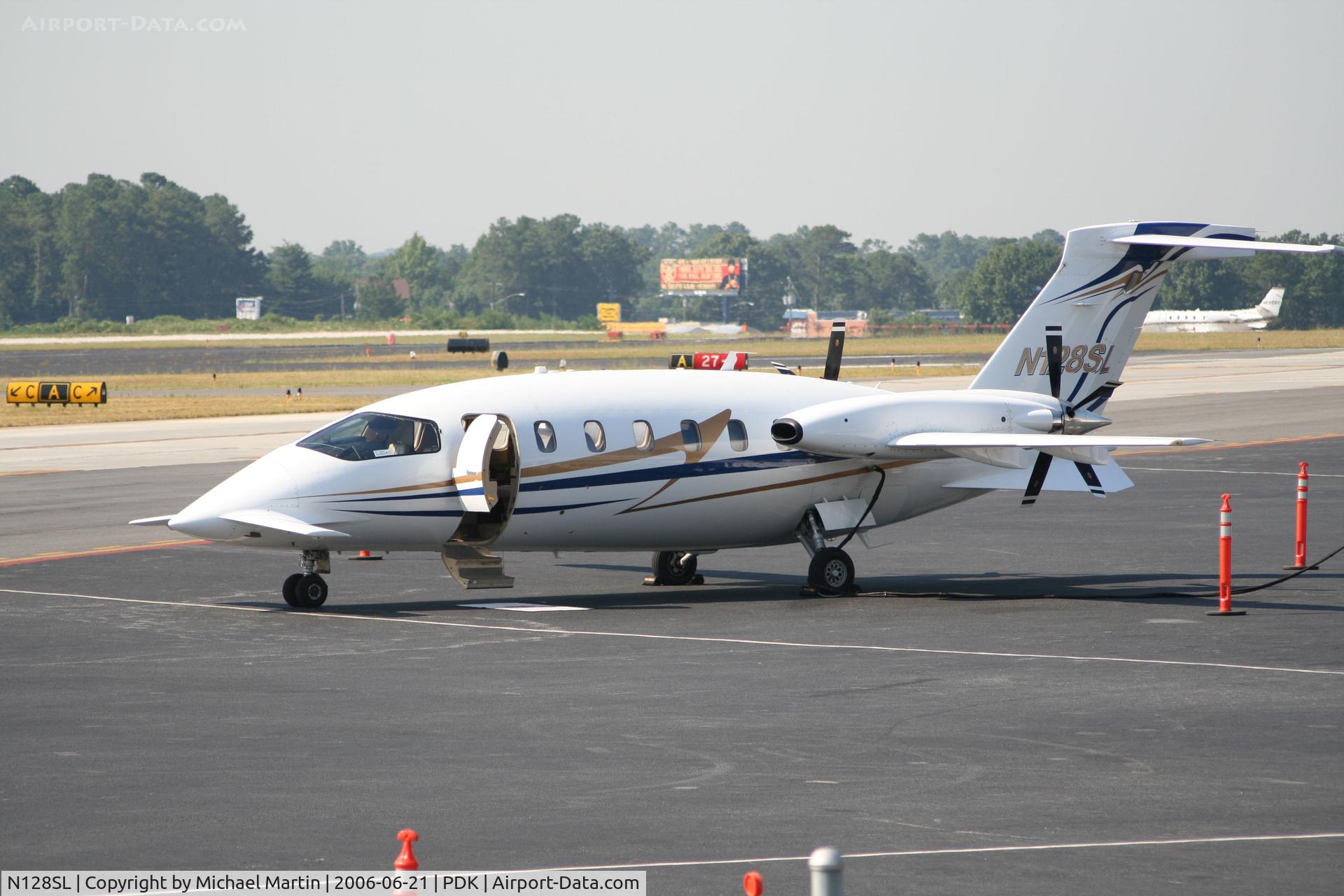 N128SL, 1991 Piaggio P-180 C/N 1011, Tied down @ Mercury Air Center