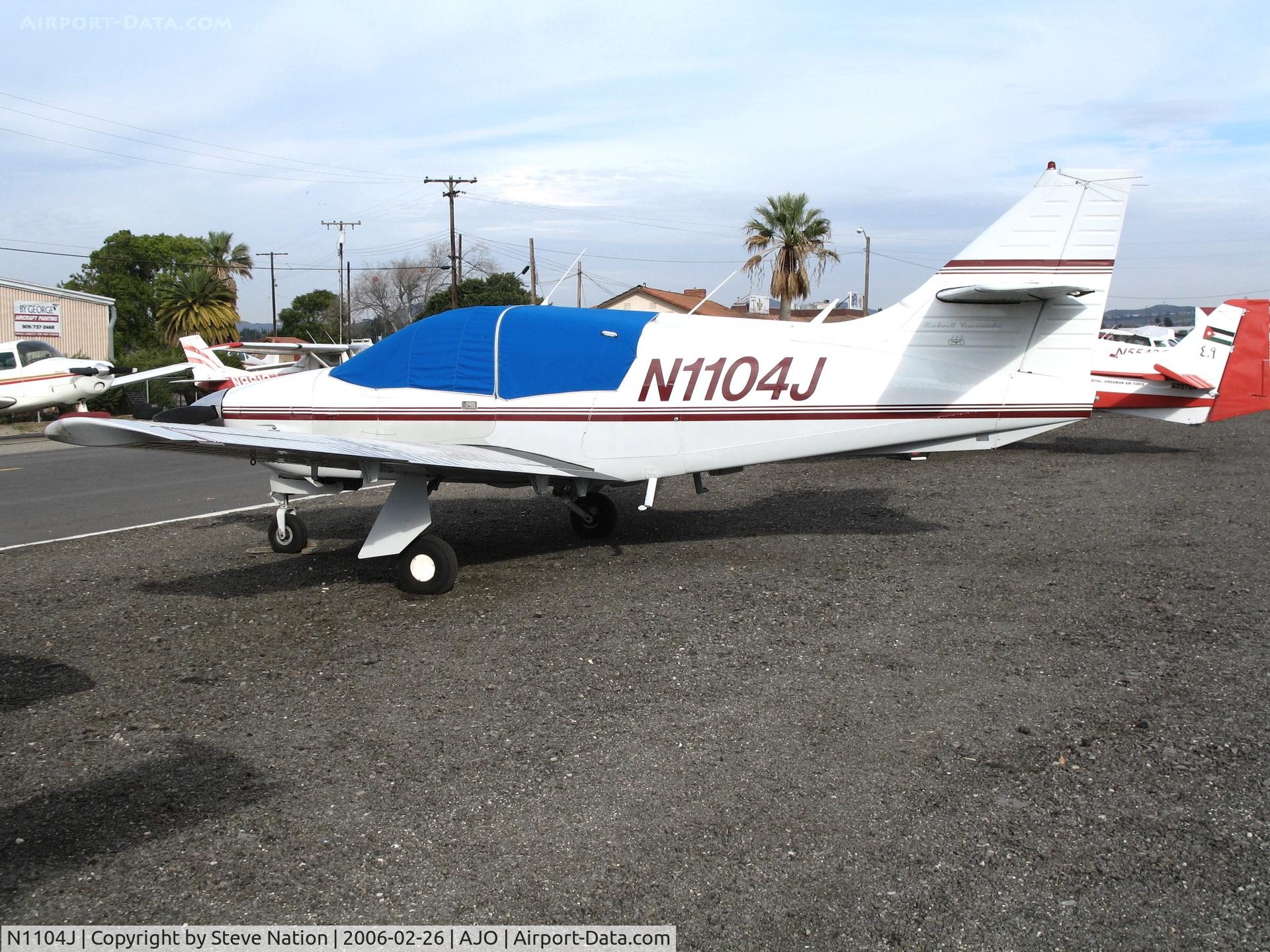 N1104J, 1973 Aero Commander 112 C/N 104, 1973 Aero Commander 112 with cockpit cover @ Corona Municipal Airport, CA