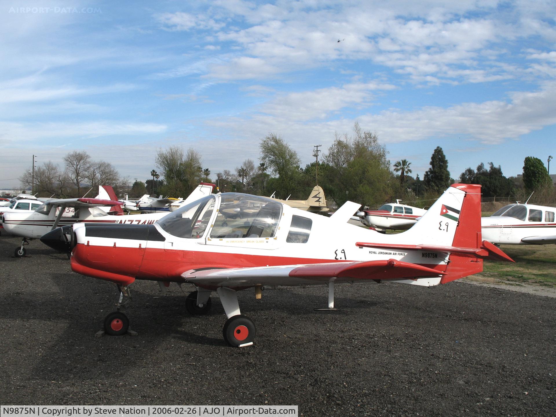 N9875N, 1976 Scottish Aviation Bulldog Series 120 Model 125 C/N BH120/379, ex-Royal Jordanian Air Force 1976v Scottish Aviation Bulldog 120 @ Corona Municipal Airport, CA