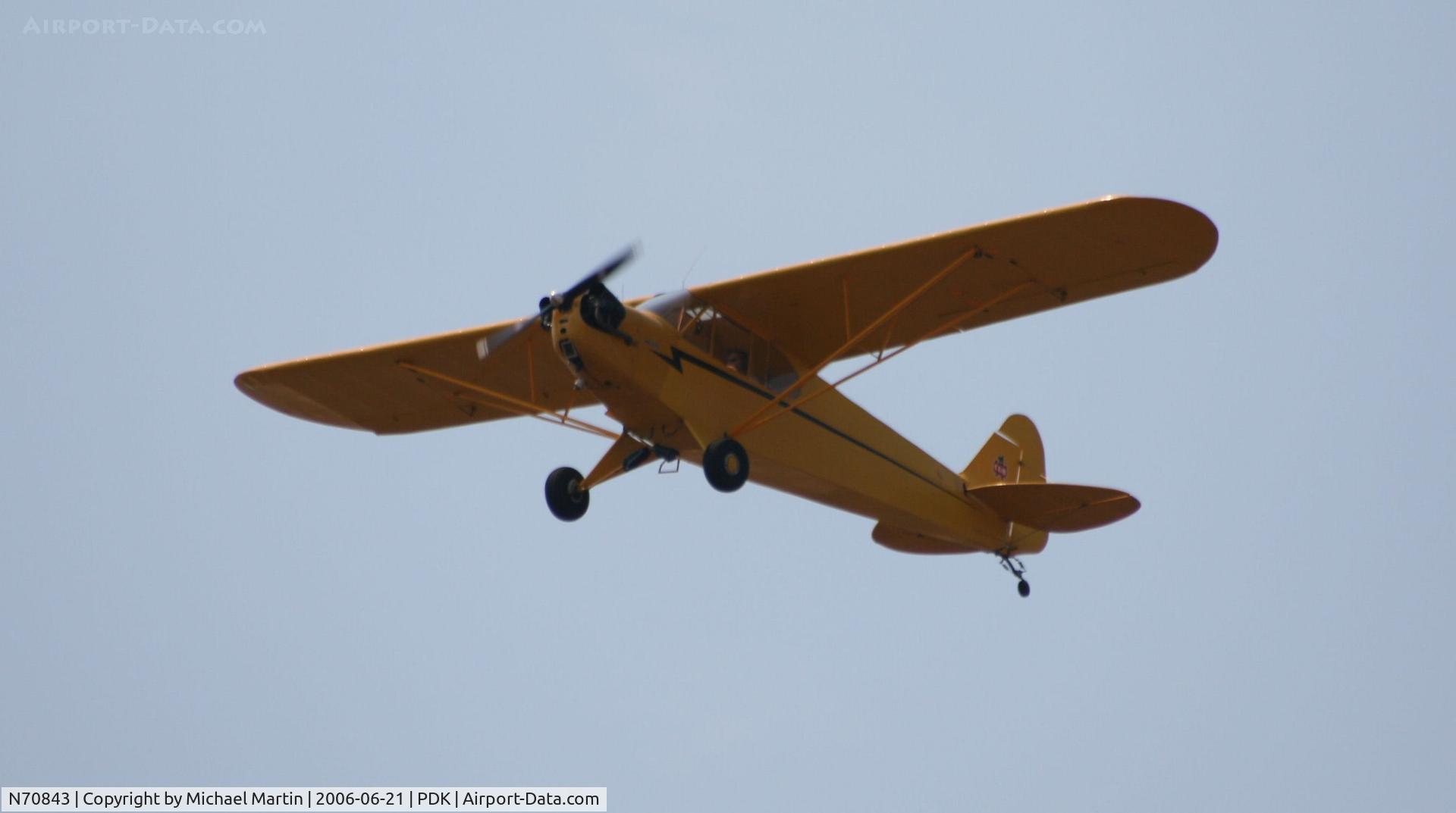 N70843, 1946 Piper J3C-65 Cub C/N 17859, Over flying PDK