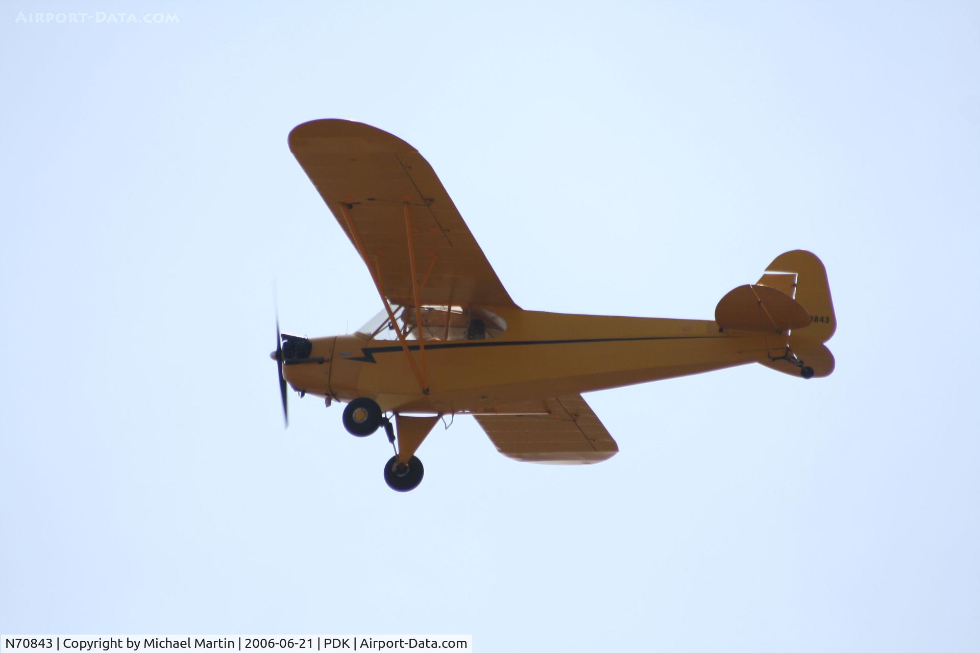 N70843, 1946 Piper J3C-65 Cub C/N 17859, Over flying PDK