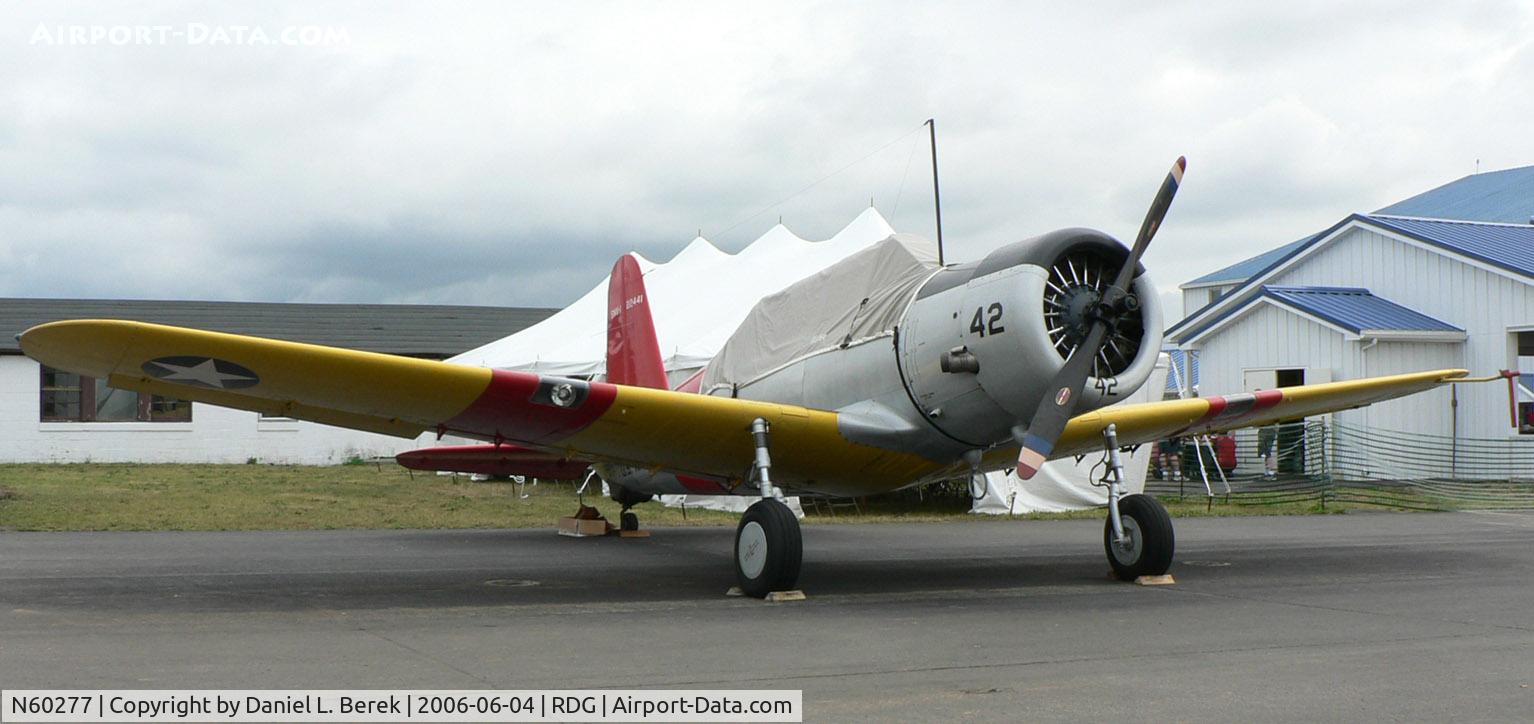 N60277, 1942 Consolidated Vultee BT-13A C/N 6519, This Valiant takes a break at her home base, the Mid Atlantic Air Museum, Reading, PA.