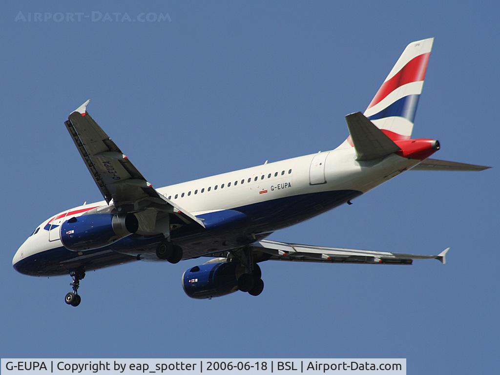 G-EUPA, 1999 Airbus A319-131 C/N 1082, on short final for runway 34