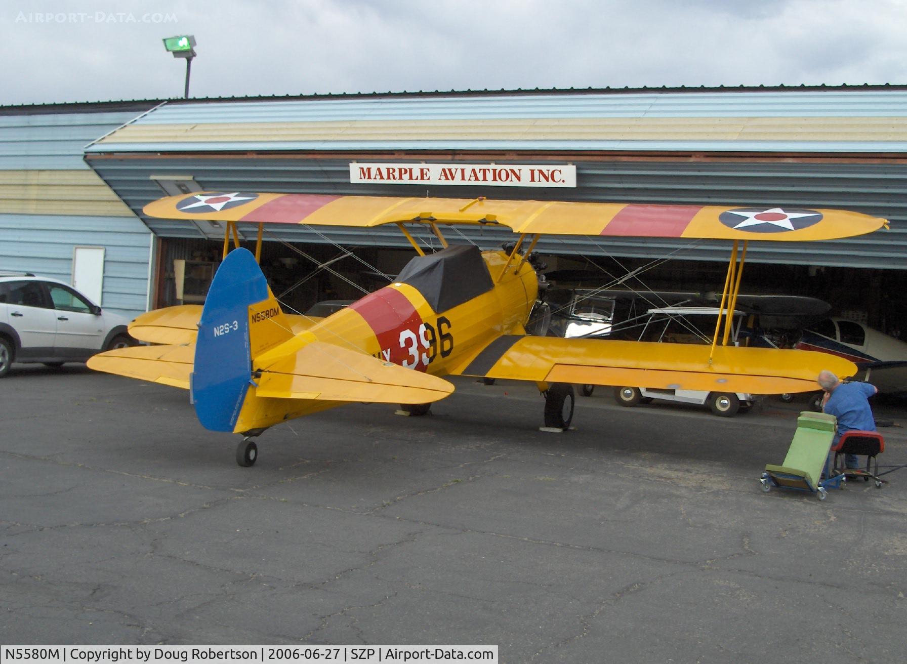 N5580M, 1943 Boeing B75N1 C/N 75-7755, 1943 Boeing Stearmen B75N1 as N2S-3, Continental W670 radial, maintenance