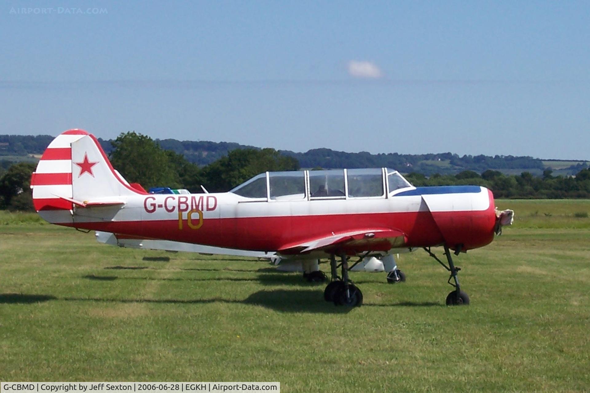 G-CBMD, 1982 Bacau Yak-52 C/N 822710, Yakalov YAK 52 parked at Lashenden/Headcorn, England
