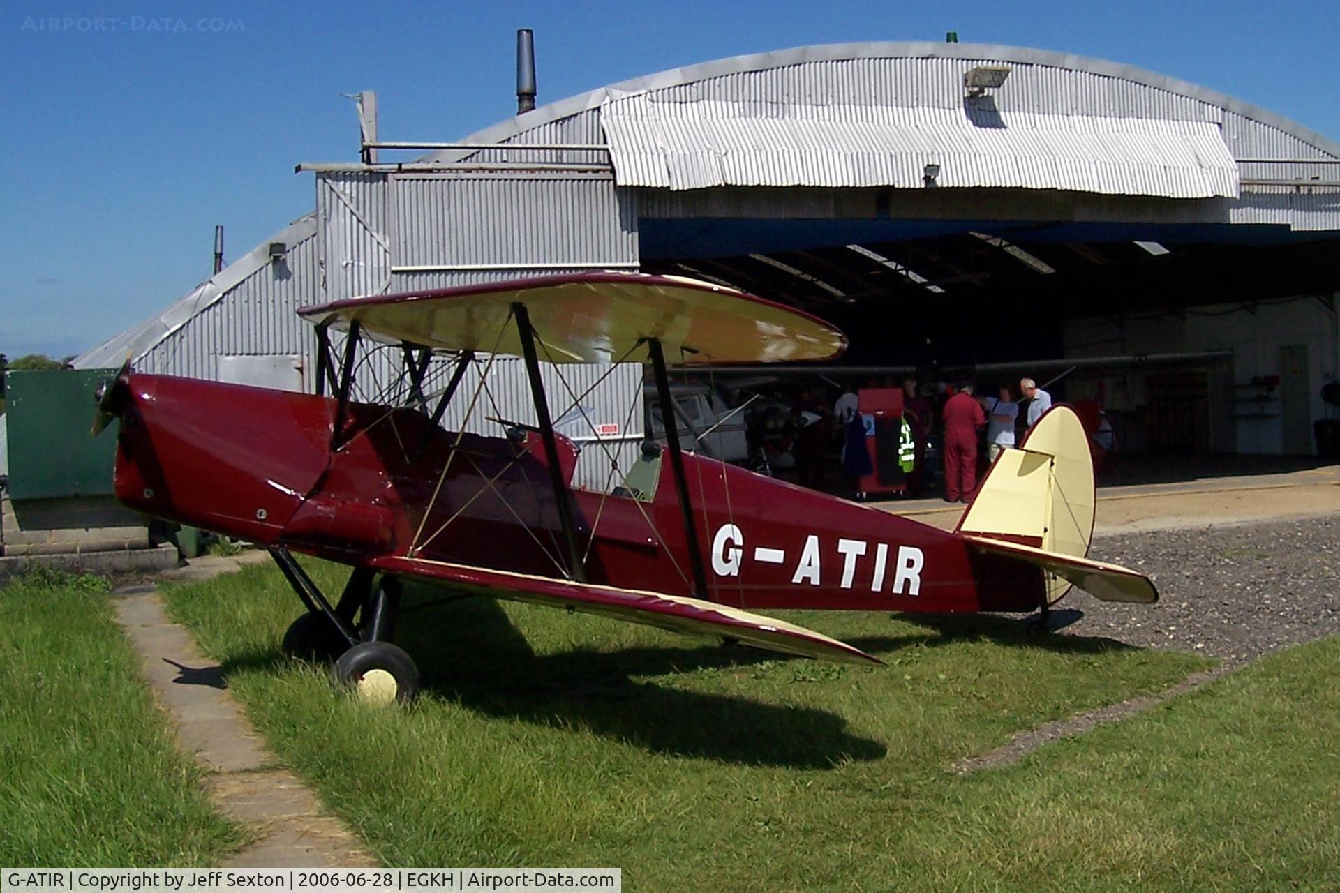 G-ATIR, 1948 Stampe-Vertongen SV-4C C/N 1047, Stampe SV4 outside hangar at Lashenden/Headcorn, England