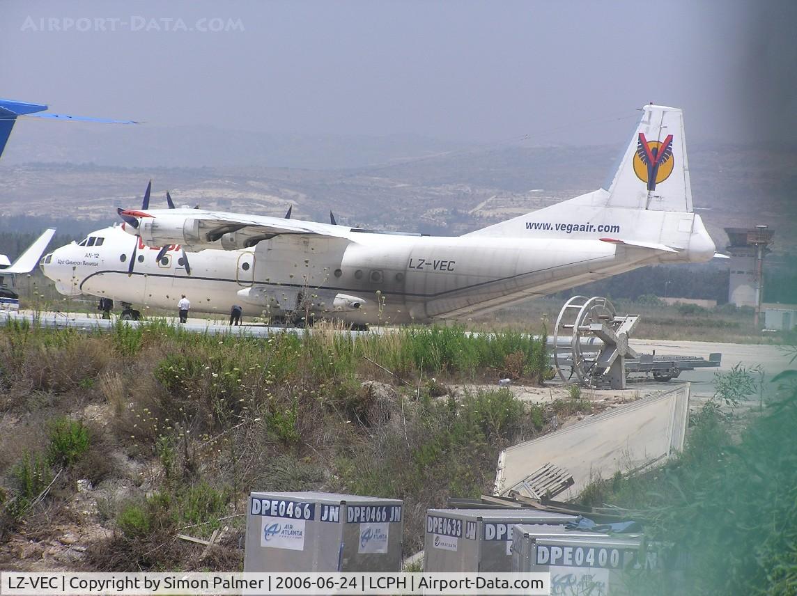 LZ-VEC, 1966 Antonov An-12BP C/N 6344610, Antonov AN-12 of Vega Airlines at Paphos, Cyprus