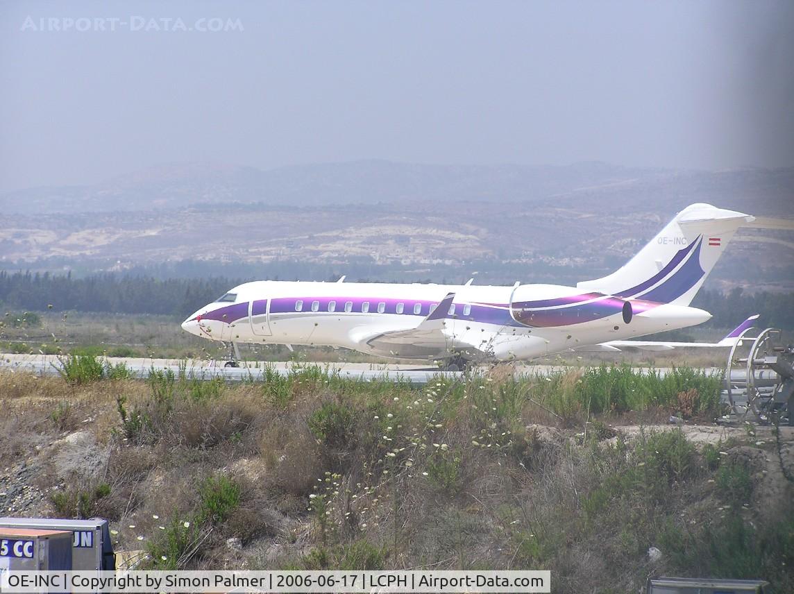 OE-INC, 2006 Bombardier BD-700-1A10 Global 5000 C/N 9168, Executive jet at Paphos Airport, Cyprus