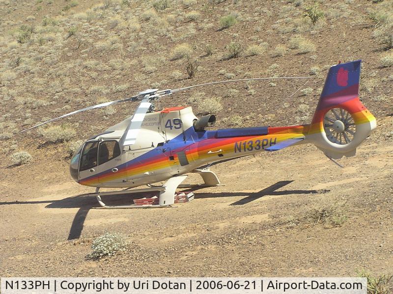 N133PH, Eurocopter EC-130B-4 (AS-350B-4) C/N 3939, operated by Papillon grand canyon helicopters. Picture was taken at the bottom of the grand canyon.