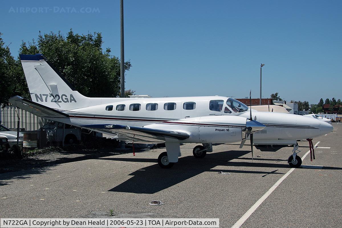 N722GA, 1980 Israel Aerospace Industries Gulfstream 200 C/N 222, 1980 Cessna Conquest II 441 N722GA parked at the west end of Torrance Airport (KTOA) - Torrance, California.