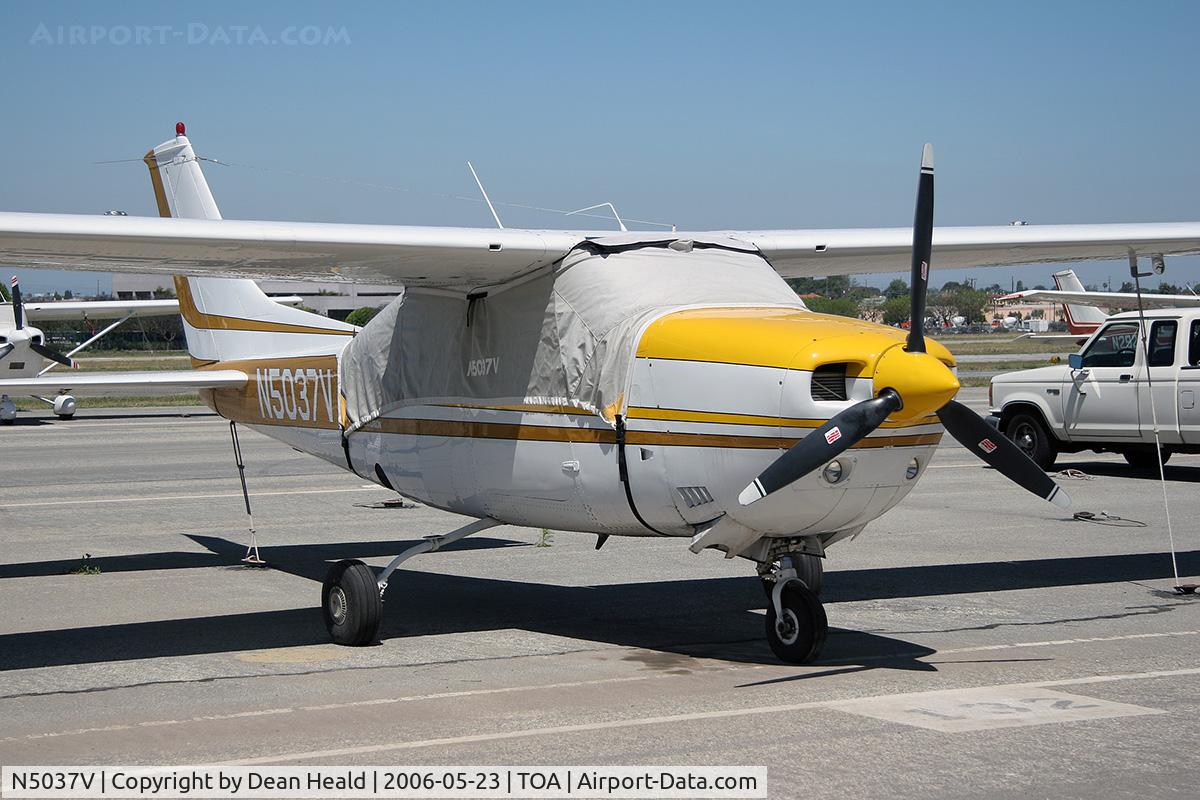 N5037V, 1975 Cessna 210L Centurion C/N 21060824, 1975 Cessna 210L N5037V parked on the ramp at Torrance Municipal Airport (KTOA) - Torrance, California.