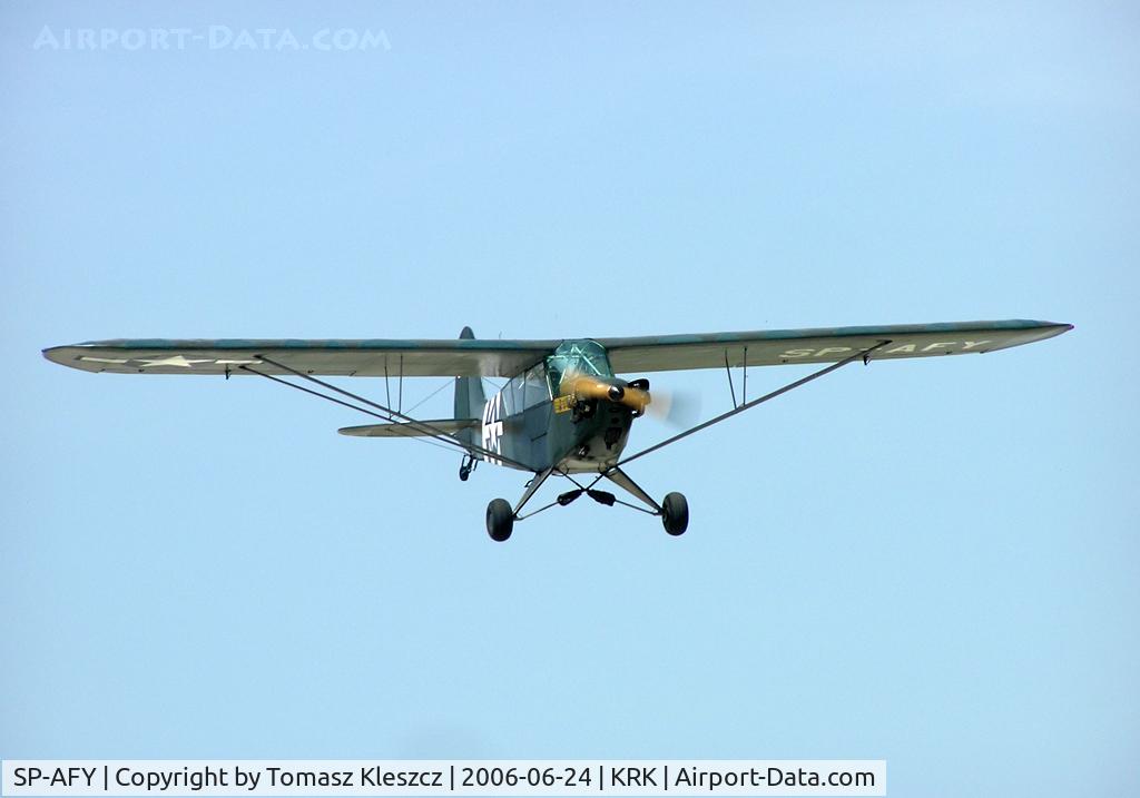 SP-AFY, Piper L-4H Grasshopper (J3C-65D) C/N 12185, Piper Cub in the closed Krakow airport