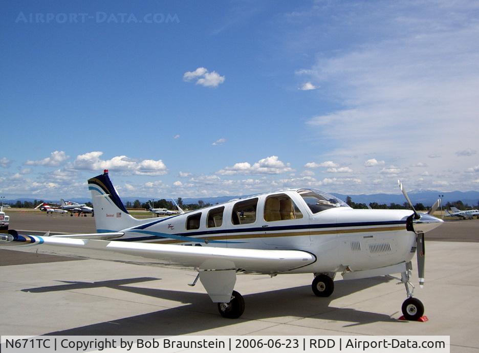 N671TC, 2001 Raytheon Aircraft Company B36TC Bonanza C/N EA-671, Under Blue Skies On the Redding, CA Ramp