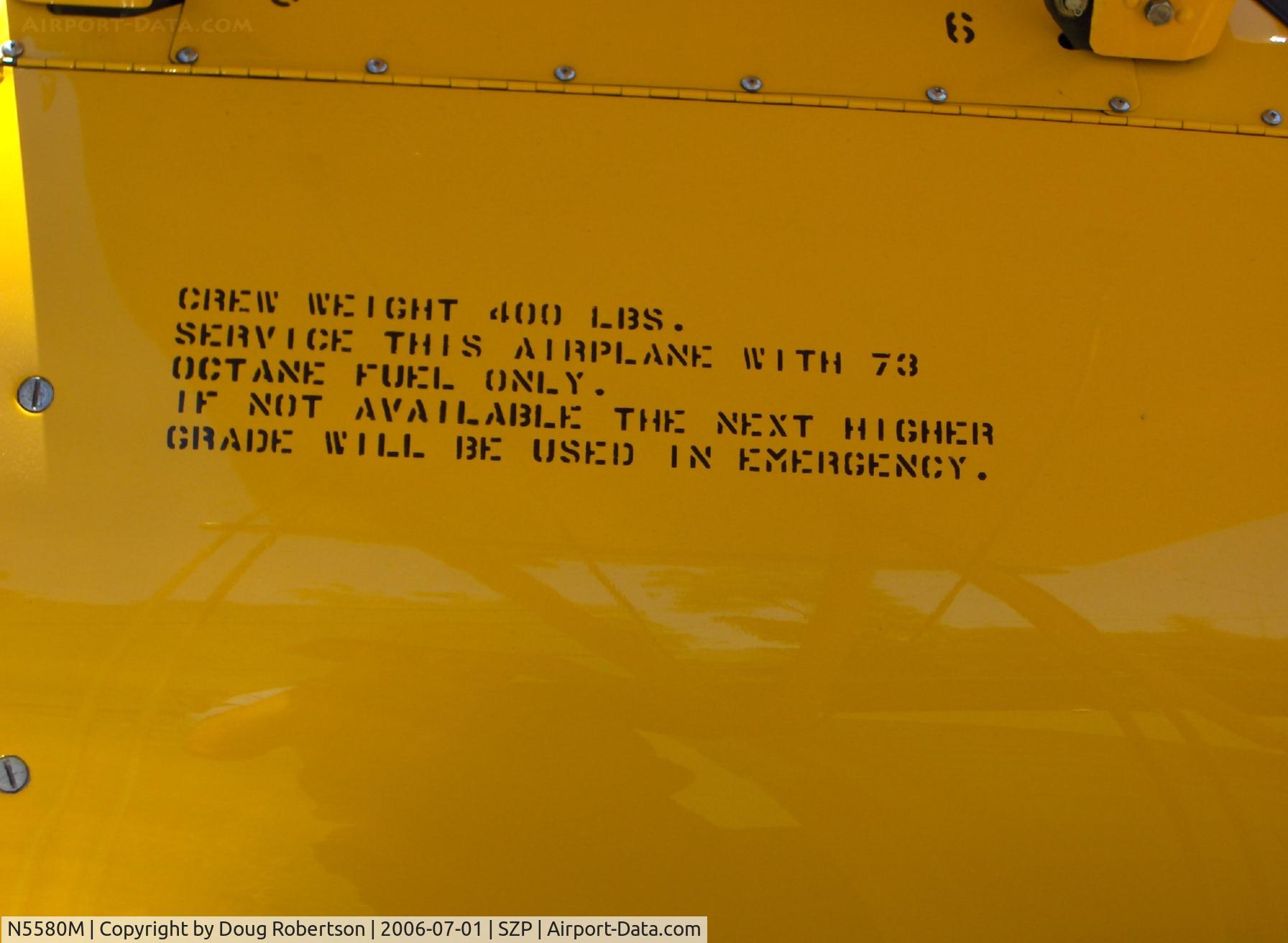 N5580M, 1943 Boeing B75N1 C/N 75-7755, 1943 Boeing Stearman B75N1 as N2S-3, stencil
