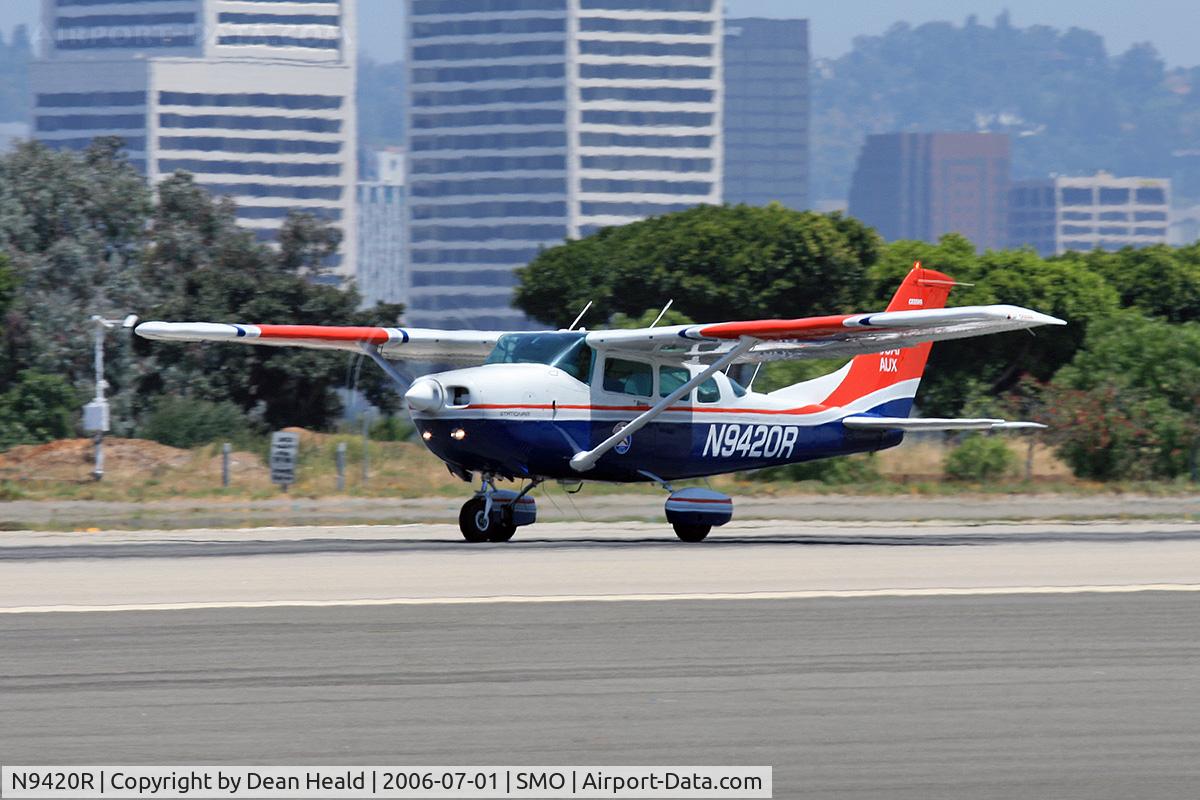N9420R, 1985 Cessna U206G Stationair C/N U20606860, 1985 Cessna U206G Stationair N9420R starting it's takeoff roll on RWY 21 at Santa Monica Municipal Airport (KSMO) - Santa Monica, California.  This plane is used by the Civil Air Patrol Beach Cities Cadet Squadron 107 Knights.