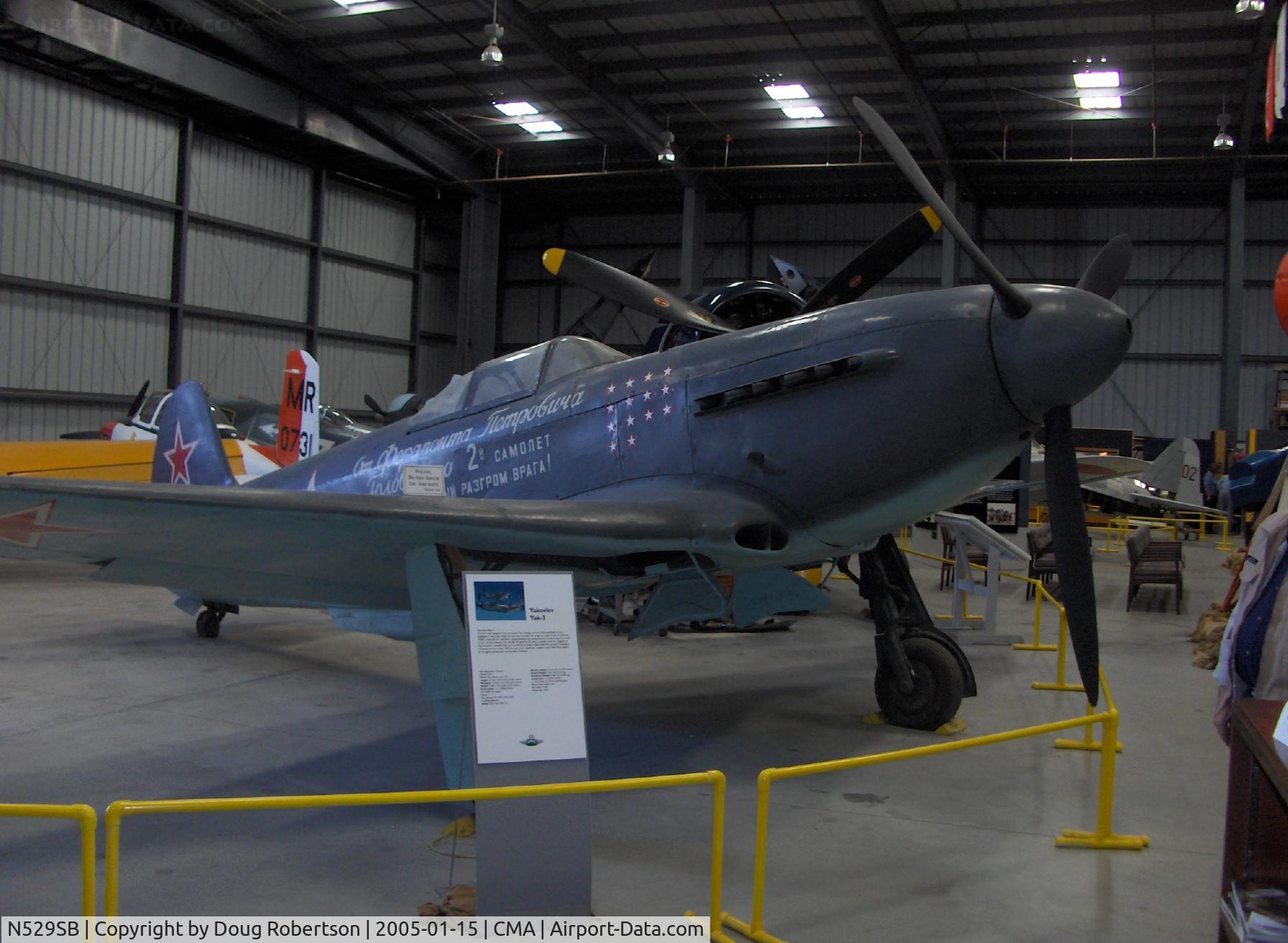 N529SB, 1945 Yakovlev Yak-3M C/N 0470104, 1944 Yakovlev YAK-3M, Klimov VK-105PF-2 liquid-cooled V12 1,300 Hp (No FAA registration)