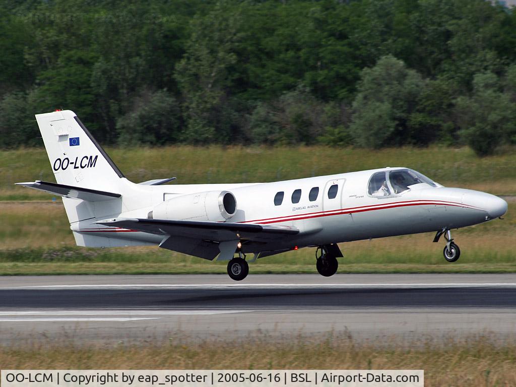 OO-LCM, 1972 Cessna 500 Citation C/N 550-0036, landing on runway 16 inbound fro BRU