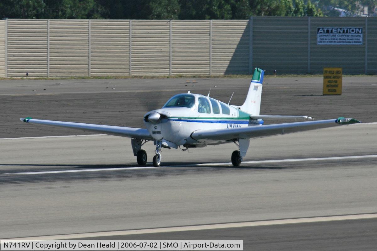 N741RV, 1987 Beech F33A Bonanza C/N CE-1198, 1987 Beech F33A N741RV starting takeoff roll on RWY 21 at Santa Monica Municipal Airport (KSMO) - Santa Monica, California.