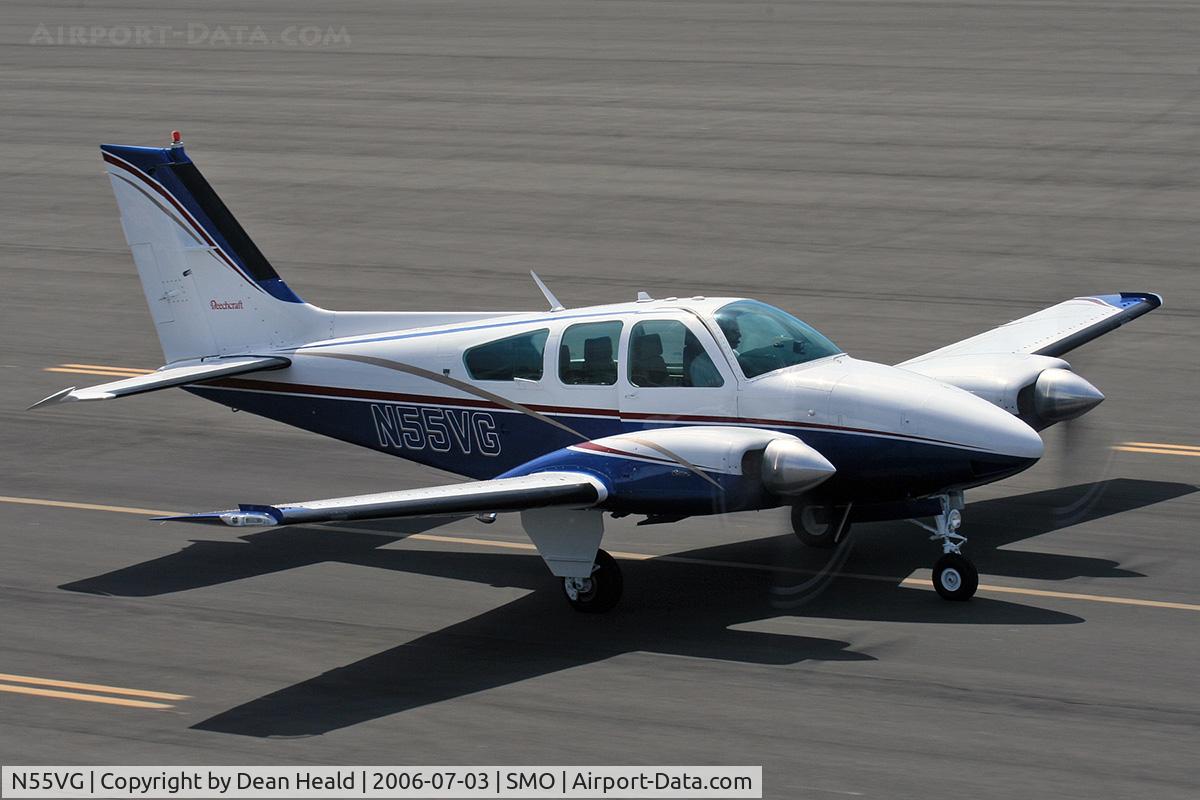 N55VG, 1978 Beech 95-B55 (T42A) Baron C/N TC-2165, 1978 Beech 95-B55 (T42A) N55VG taxiing at Santa Monica Municipal Airport (KSMO) - Santa Monica, California.