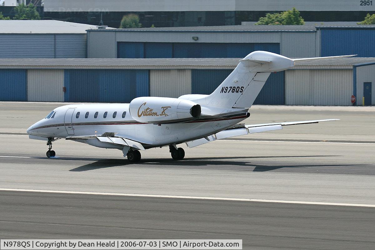 N978QS, 2002 Cessna 750 Citation X Citation X C/N 750-0187, Nose gear touchdown for 2002 Cessna 750 Citation X N978QS, from Las Vegas McCarran Int'l (KLAS), landing on RWY 21.