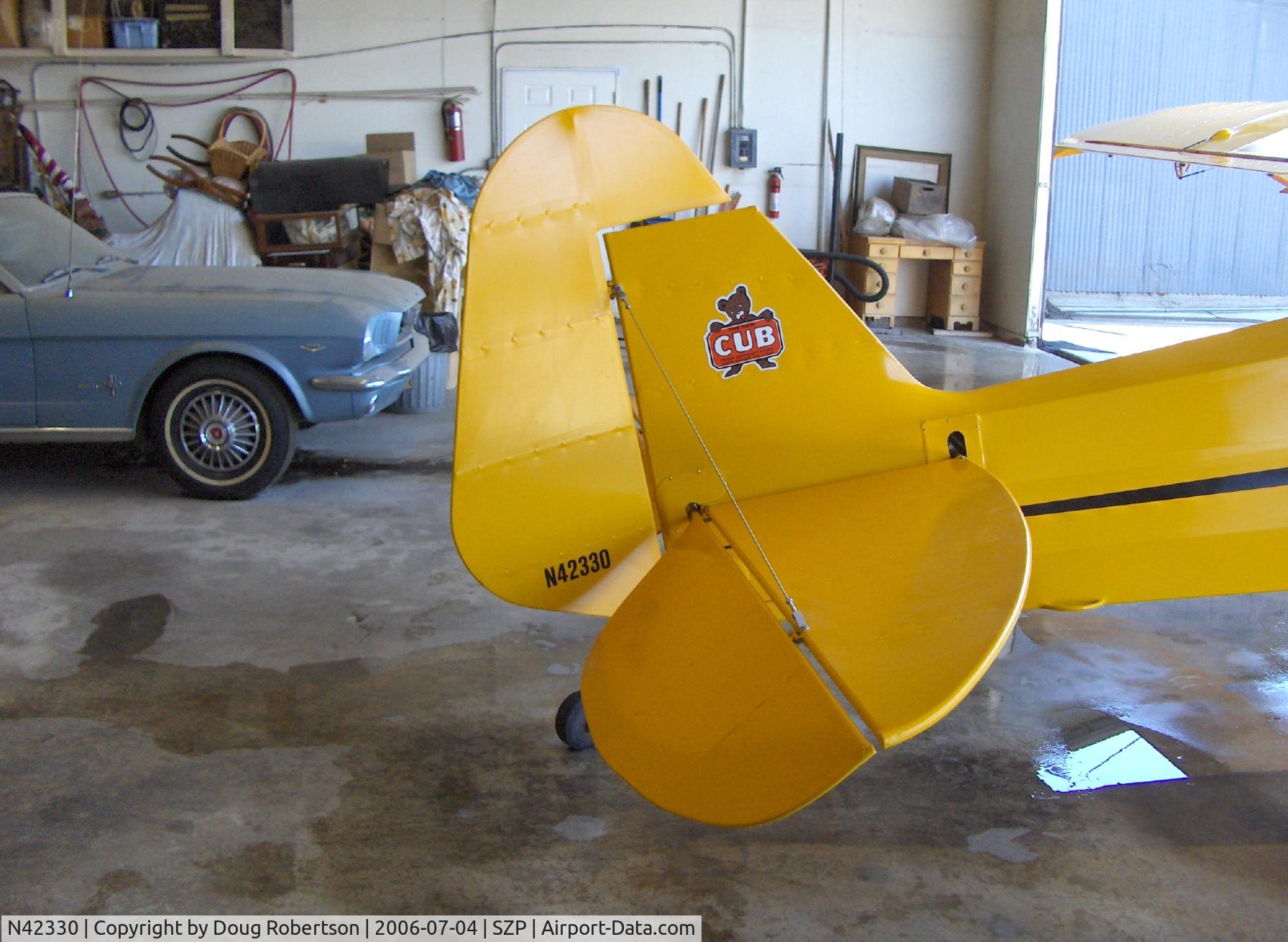 N42330, 1941 Piper J3C-65 Cub Cub C/N 14580, 1941 Piper J3C CUB, Continental A&C65 65 Hp, tail & Cub logo