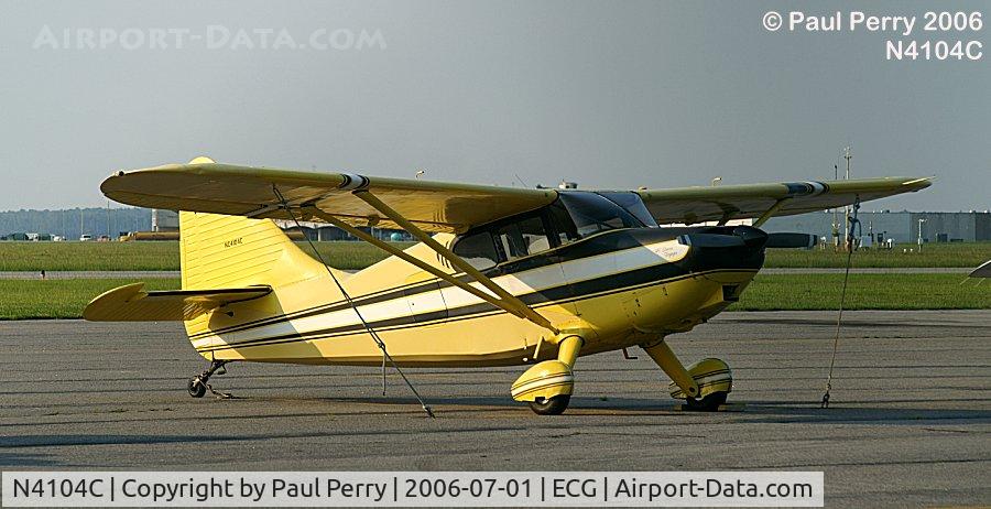 N4104C, 1949 Stinson 108-3 Voyager C/N 108-5104, Stinson on the ramp near dusk