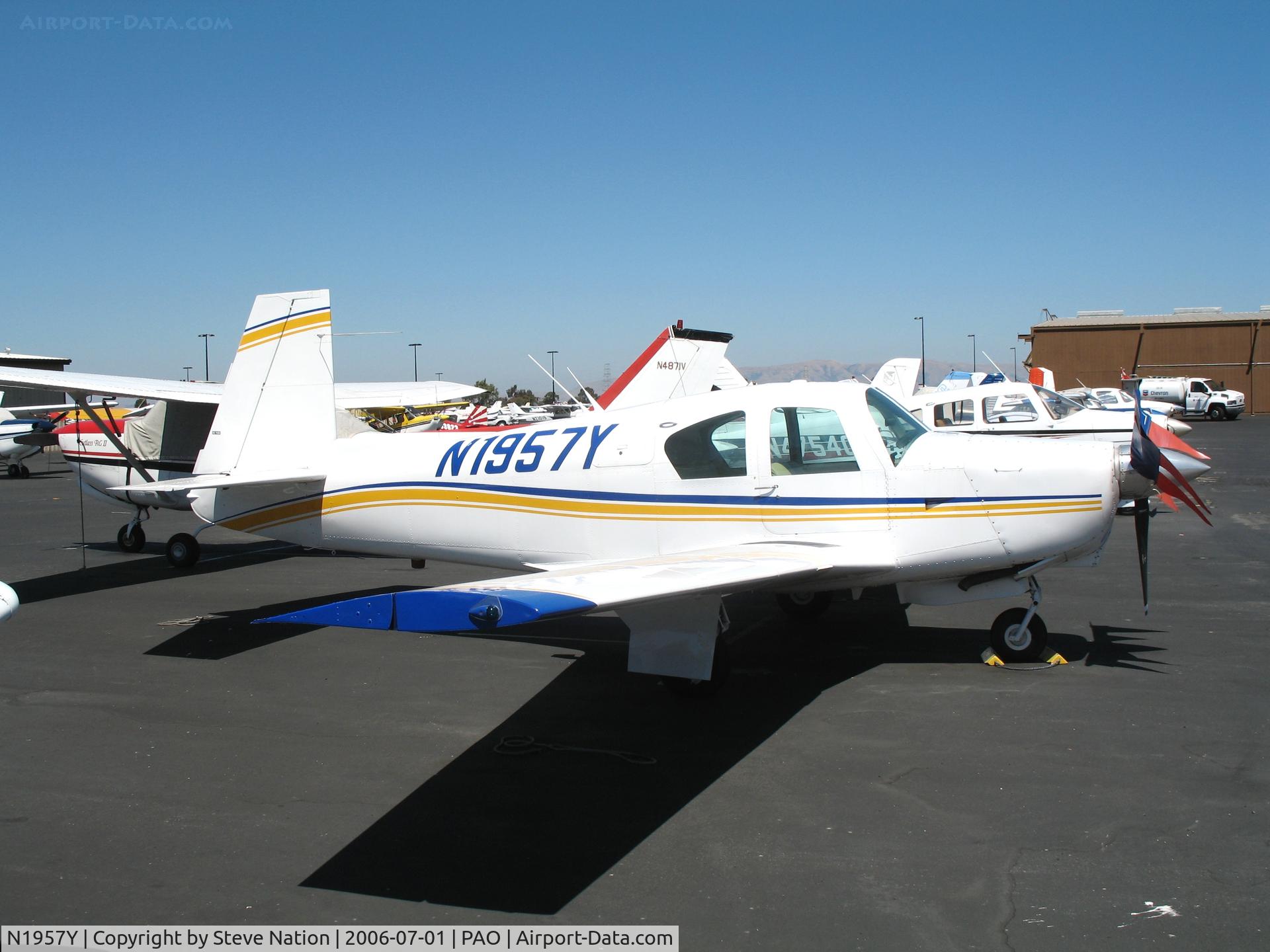 N1957Y, 1964 Mooney M20D Master C/N 222, Beautifully painted 1964 Mooney M20D on a sunny Saturday afternoon @ Palo Alto Municipal Airport, CA