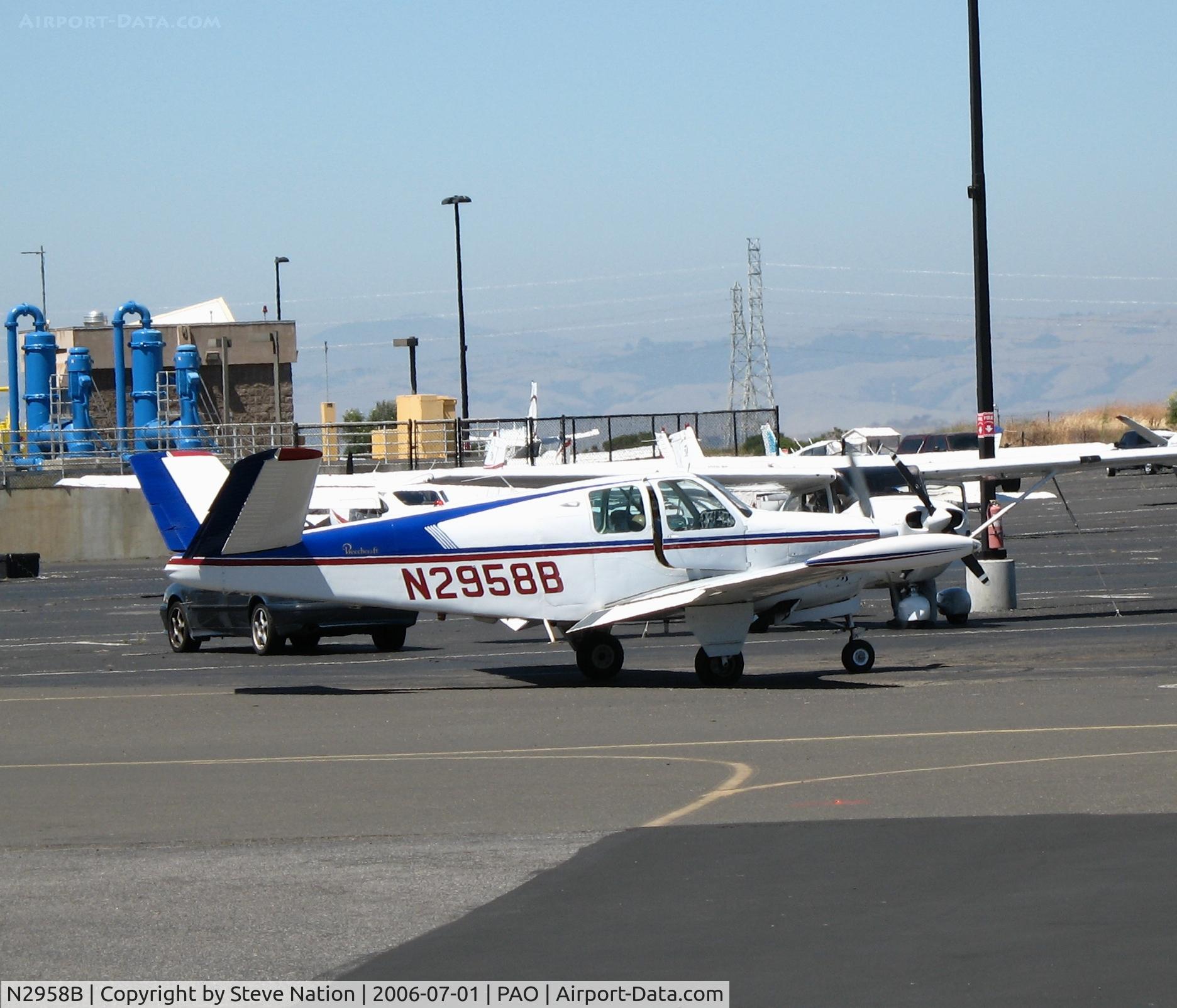 N2958B, 1953 Beech D35 C/N D-3599, 1953 Beech D35 Bonanza taxying on a sunny Saturday afternoon @ Palo Alto Municipal Airport, CA
