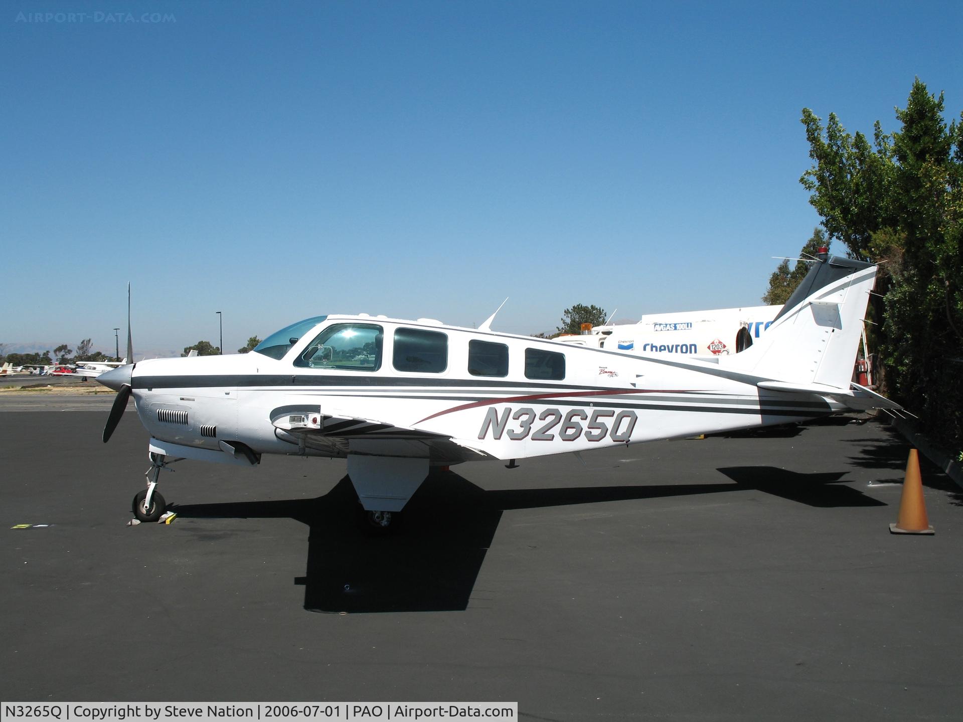 N3265Q, 1999 Raytheon Aircraft Company A36 Bonanza C/N E-3265, 1999 Raytheon A36 on a sunny Saturday afternoon @ Palo Alto Municipal Airport, CA