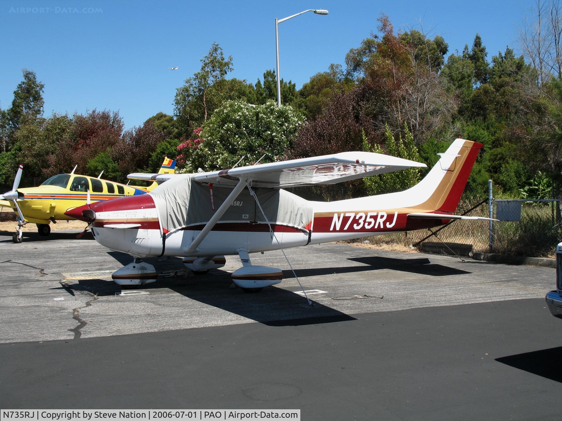 N735RJ, 1977 Cessna 182Q Skylane C/N 18265622, 1977 Cessna 182Q 260HP Fuel Injection mod by Peterson on a sunny Saturday afternoon @ Palo Alto Municipal Airport, CA