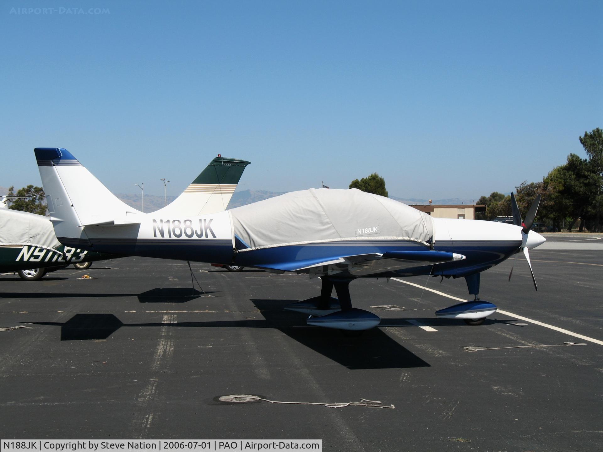 N188JK, 1996 Lancair ES C/N 044, Glare off of 1996 Lancair ES on a sunny Saturday afternoon @ Palo Alto Municipal Airport, CA
