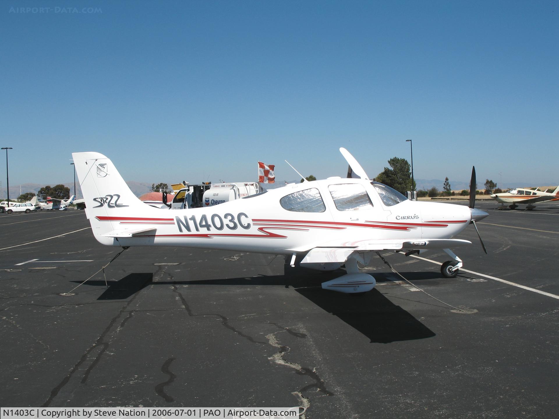 N1403C, 2003 Cirrus SR22 C/N 0519, Goldstrike Holdings 2003 Cirrus Design SR22 on sunny Saturday afternoon @ Palo Alto Municipal Airport, CA