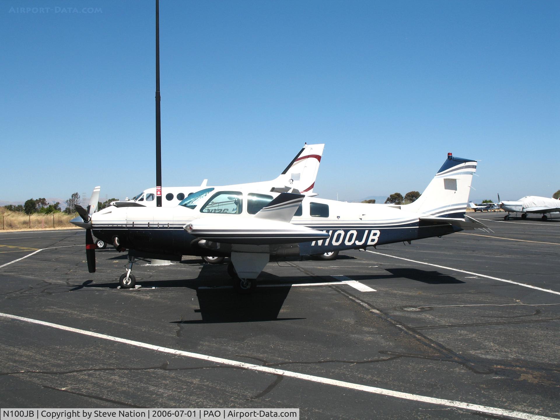 N100JB, 1984 Beech A36 Bonanza 36 C/N E-2203, Chalk Hill Consulting's highly modified 1984 Beech A36 on sunny Saturday afternoon @ Palo Alto Municipal Airport, CA