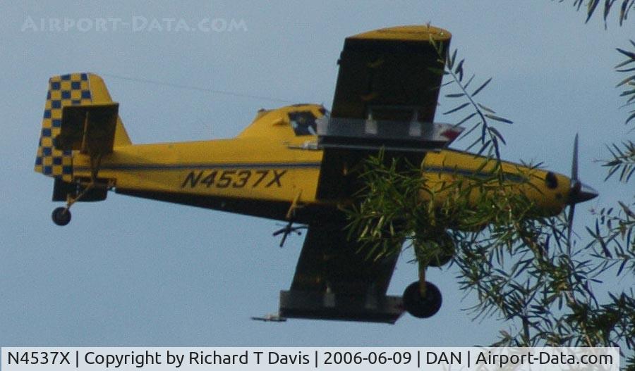 N4537X, Air Tractor Inc AT-502 C/N 502-0110, Air Tractor AT-502 at work over  Oak Hills  in the western part of the City of Danville Va. spraying for the Gypsy Moth.