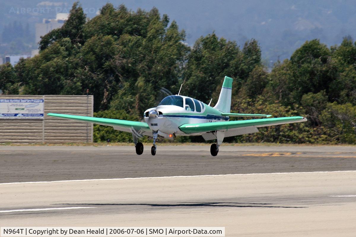 N964T, 1960 Beech 35-33 Debonair C/N CD-155, 1960 Beechcraft 35-33 N964T landing on RWY 21 at Santa Monica Municipal Airport (KSMO) - Santa Monica, California.