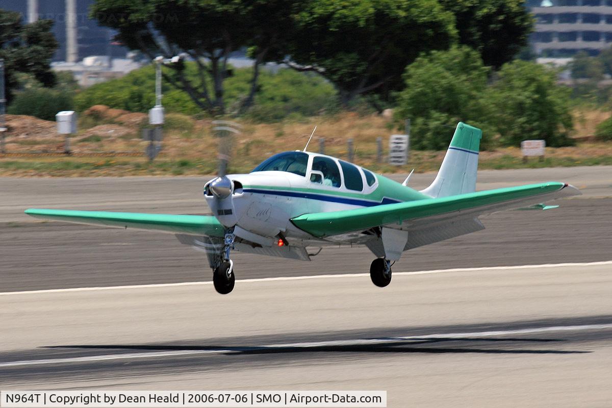 N964T, 1960 Beech 35-33 Debonair C/N CD-155, 1960 Beechcraft 35-33 N964T landing on RWY 21 at Santa Monica Municipal Airport (KSMO) - Santa Monica, California.